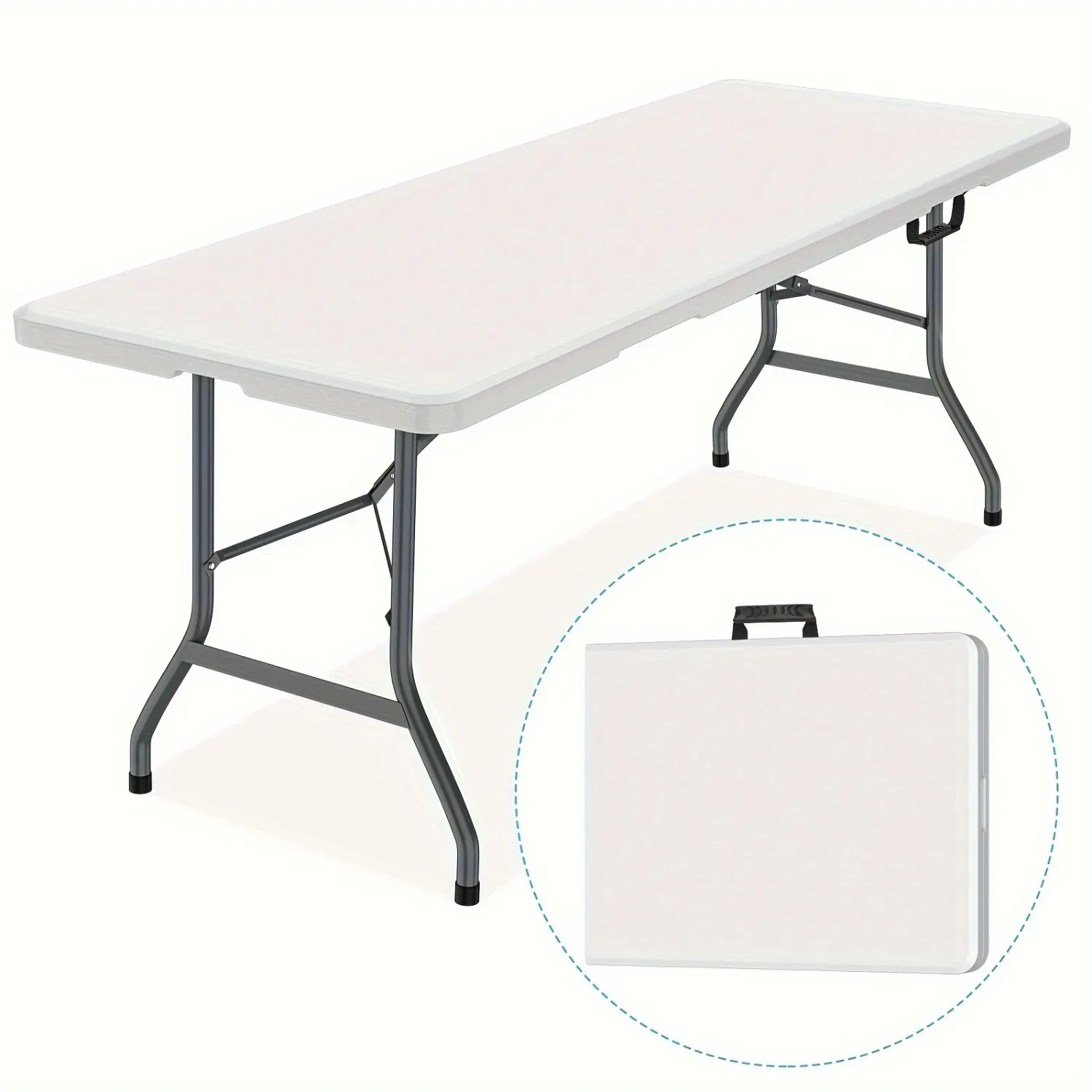Kids Outdoor Folding Table - 6FT Spacious Plastic Folding Table Sturdy