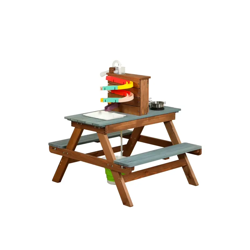 Kids Outdoor Folding Table - COMMIKI Wooden Outdoor Game Table Play