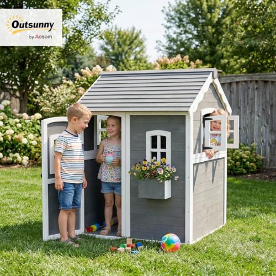 Outdoor wooden playhouse for k - đánh giá và giá Kids Outdoor Playhouse