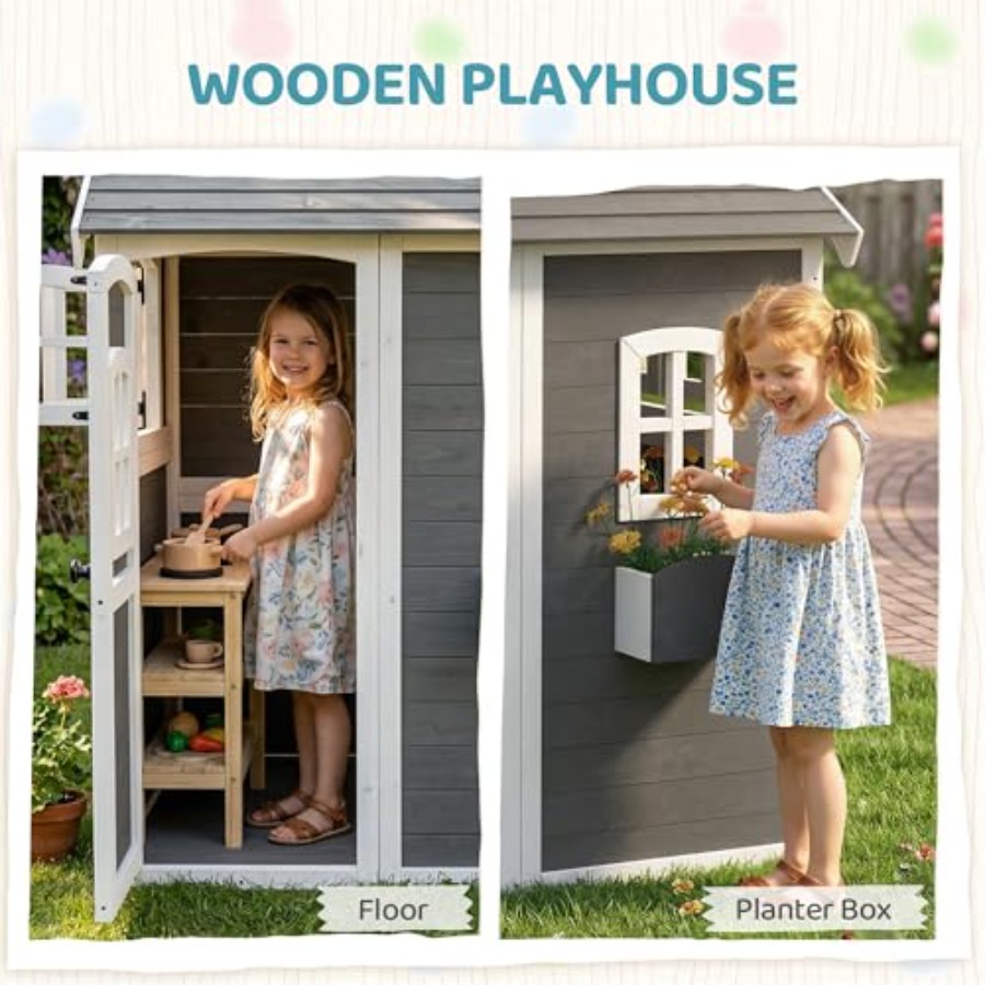 Outdoor wooden playhouse for k - đánh giá và giá Kids Outdoor Playhouse