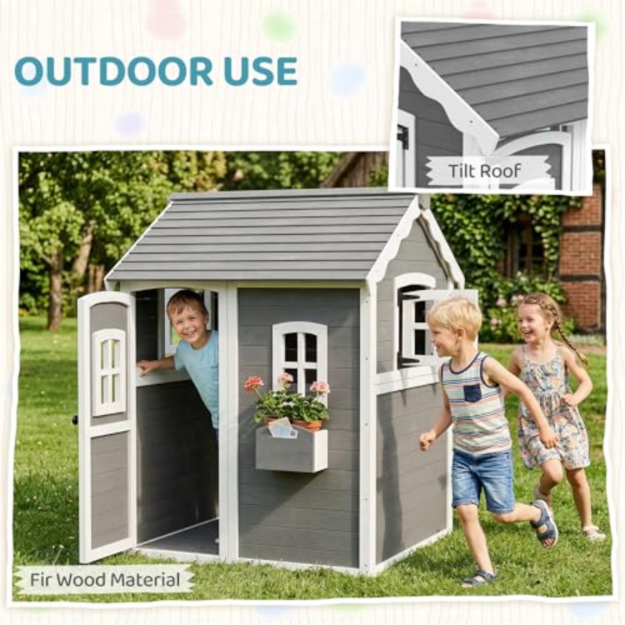 Outdoor wooden playhouse for k - đánh giá và giá Kids Outdoor Playhouse