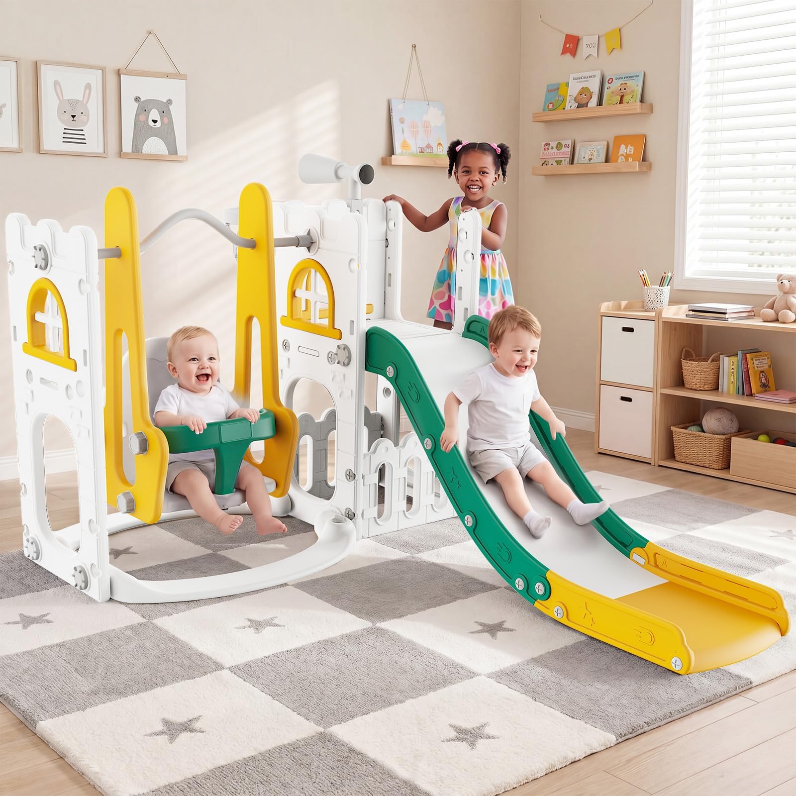 7 in 1 Toddler Slide And Swing - đánh giá và giá Kids Outdoor Playhouse