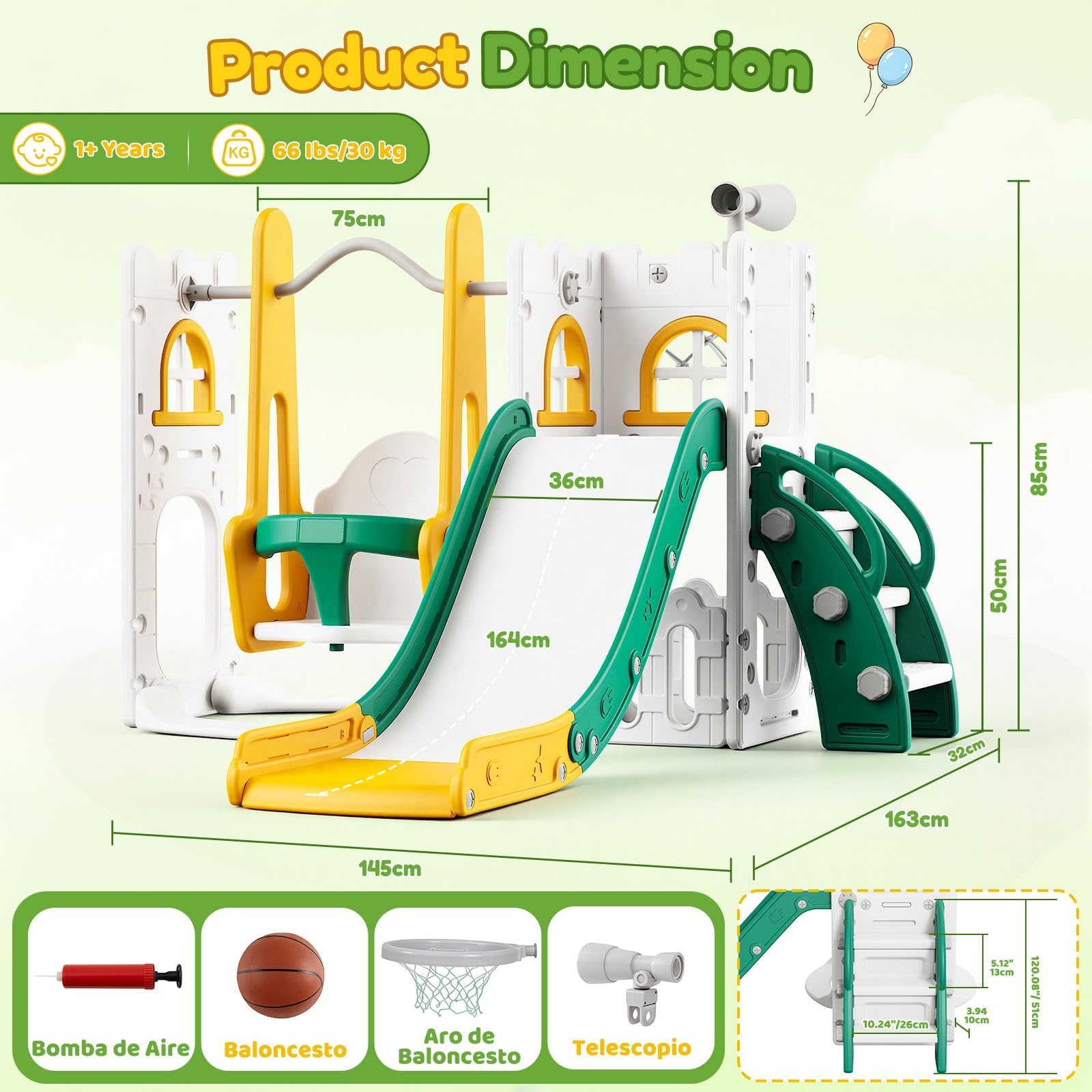 7 in 1 Toddler Slide And Swing - đánh giá và giá Kids Outdoor Playhouse