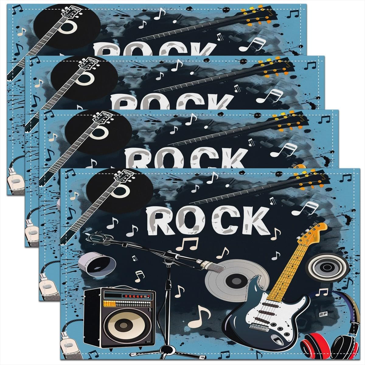 Rock Music Placemats Set of 4  - đánh giá và giá Kids Outdoor Table
