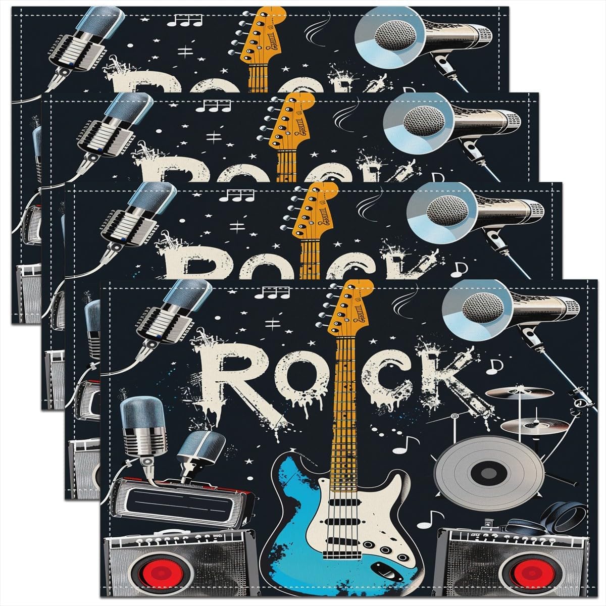 Rock Music Placemats Set of 4  - đánh giá và giá Kids Outdoor Table