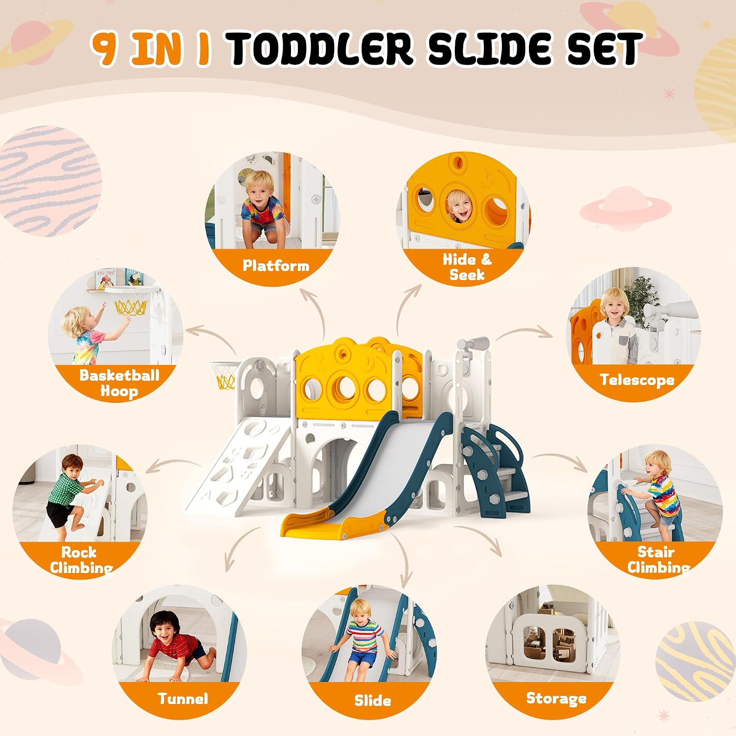 9 in 1 Toddler Slide Set Playg - đánh giá và giá Kids Outdoor Slide Set